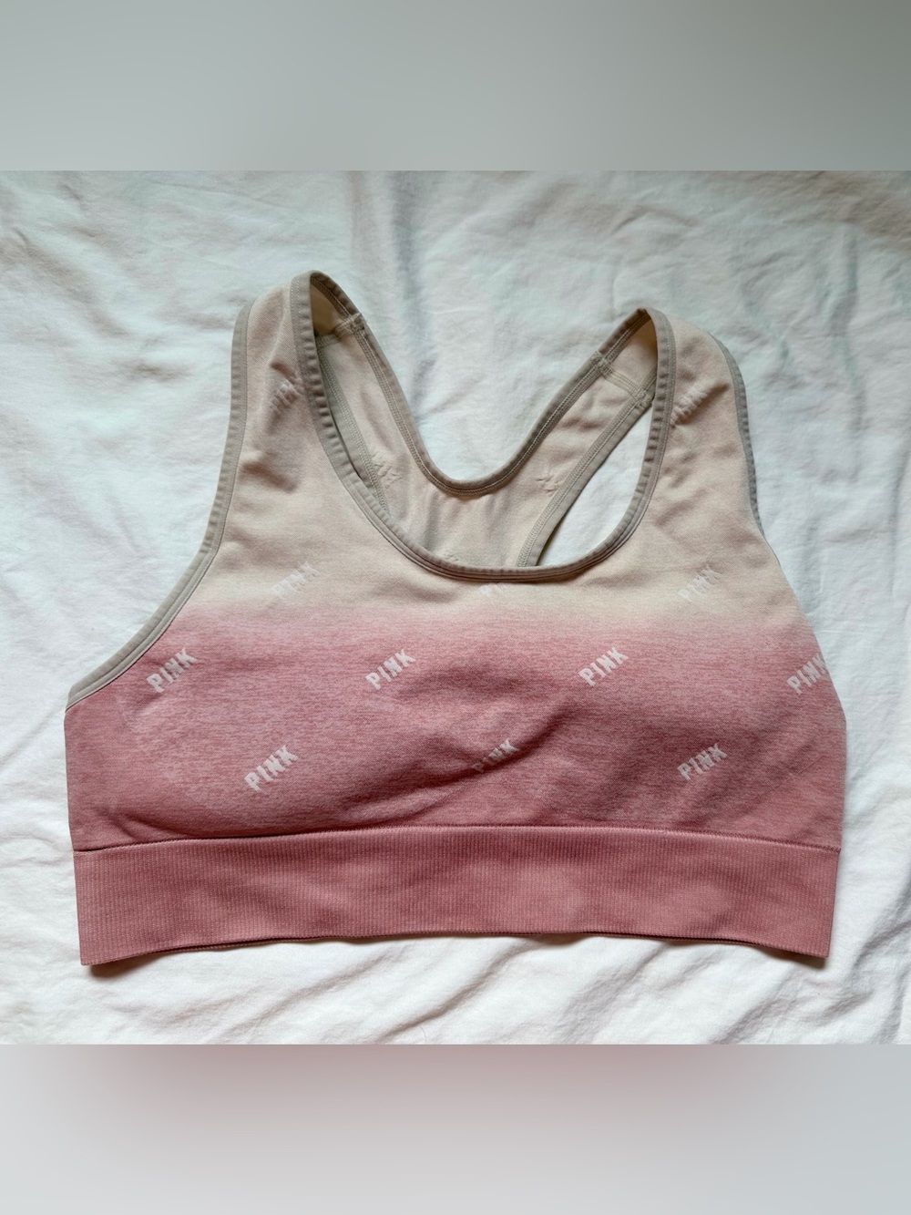 PINK Active Seamless Lightly Lined Ombre Racerback Sports Bra XL